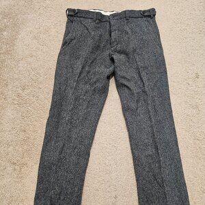 Men Club Monaco Kennedy Grey Cuffed Dress Pants Wool Blend Size 33
